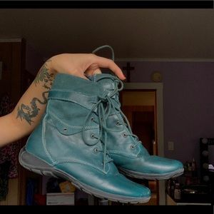 AQUA BLUE COMBAT BOOTS BY SOLE DESIRE